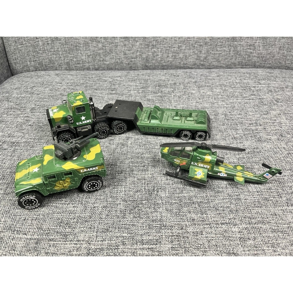 Remco Toys Vintage Military U.S. Army Truck Helicopter Vehicle Lot Of 3 1980s